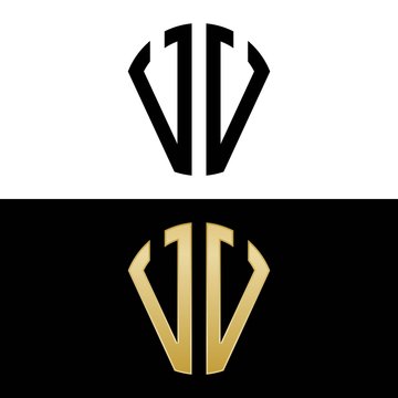 vv initial logo circle shape vector black and gold