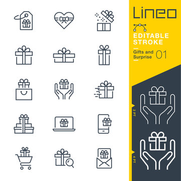 Lineo Editable Stroke - Gifts and Surprise line icons
Vector Icons - Adjust stroke weight - Expand to any size - Change to any colour