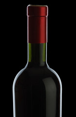 bottle with red wine isolated
