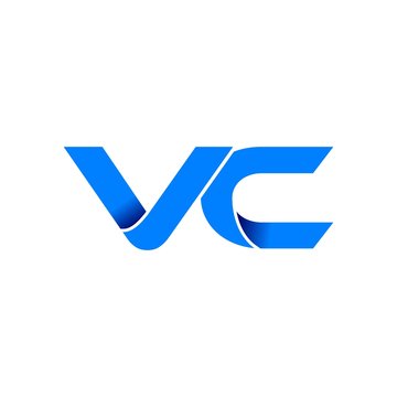 vc logo initial logo vector modern blue fold style