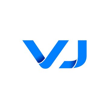 vj logo initial logo vector modern blue fold style