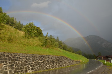 rainbow in the alps