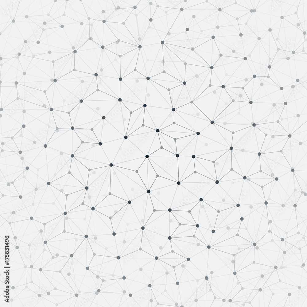 Poster black and white modern minimal style geometric network structure, connections pattern - vector illus