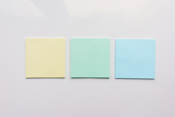 Three square sheet on a white background. Top view. Close-up