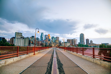 Downtown Minneapolis as seen from the Stone arch bridge - 175831497