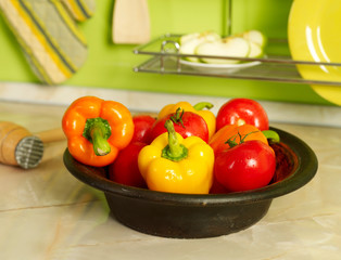 Fresh peppers and tomatoes