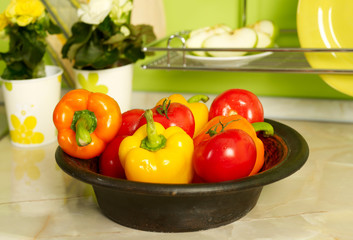 Fresh peppers and tomatoes
