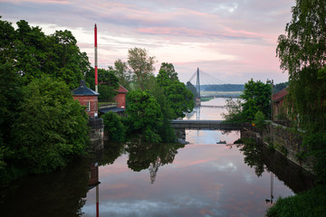 Peaceful scenery of Vanhakaupunki during the sunset time in Helsinki Finland 