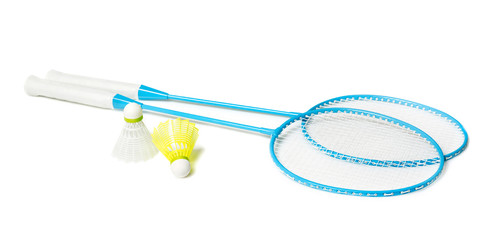 Badminton racquets with shuttlecocks