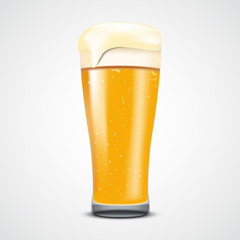 Realistic glass of beer, vector illustration