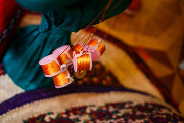 Reels of color thread for background