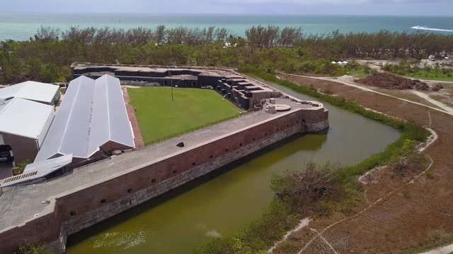 Aerial drone video Fort Zachary Taylor Historic State Park 4k