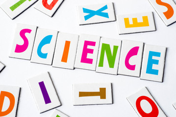 word science made of colorful letters