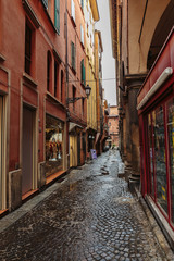 General view of the downtown streets Bologna italy
