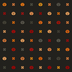 Halloween multicolor pattern with pumpkins and bones. Seamless vector