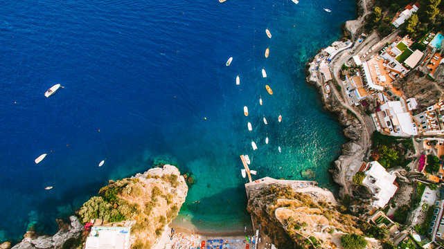 Fototapeta The coastline of Italy is from the air