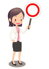 正解を示すスーツ姿の若い女性会社員