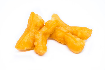 Homemade chinese bread stick (chinese donut or beh teung guai) isolated on white background.
