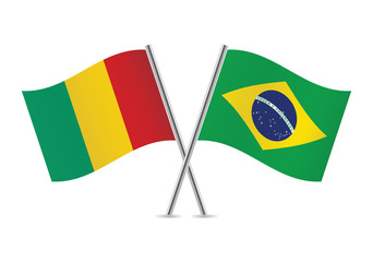 Guinea and Brazil flags.Vector illustration.