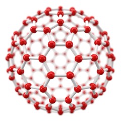 spherical molecule model on white background.