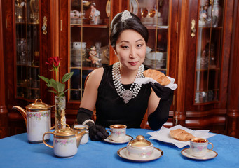 Young lady in the image from classic film