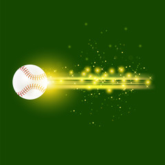 Burning Baseball Ball with Yellow Sparkles