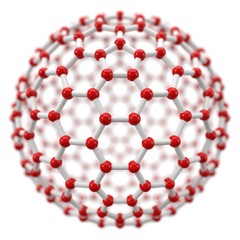 spherical molecule model on white background.