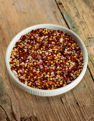 Dried peppers and seeds