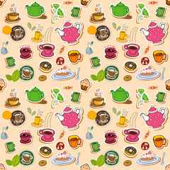 Seamless coffee and tea pattern