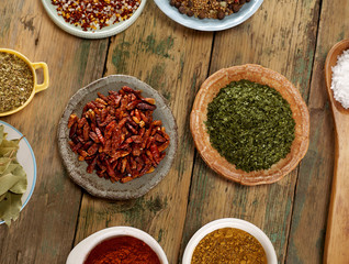Dried peppers and herbs