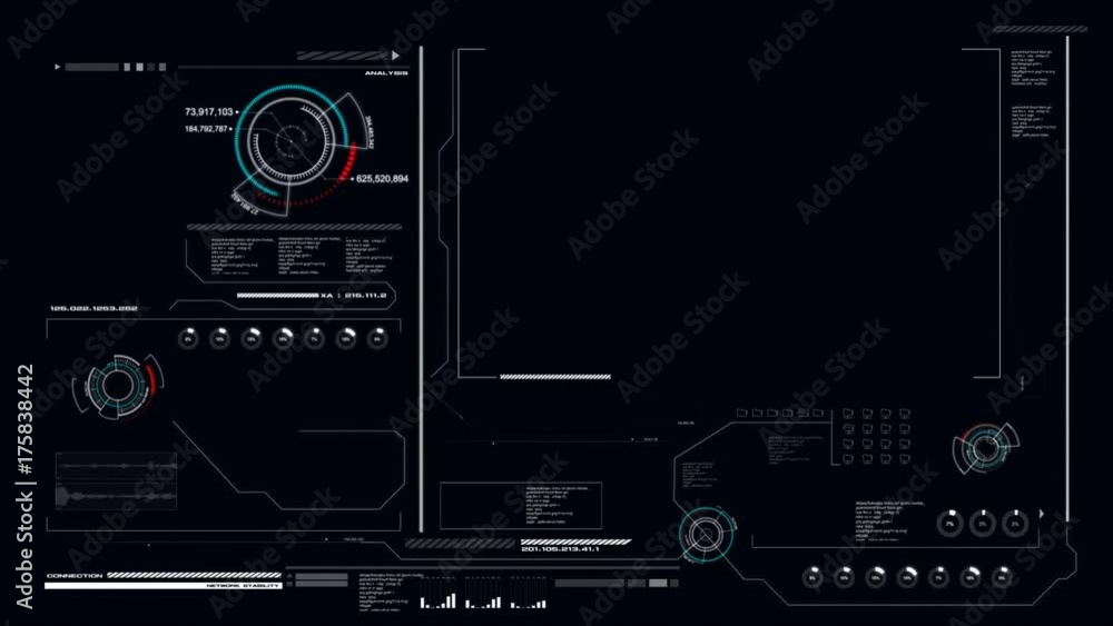 Poster 4k animation user interface with hud graph bar pi with space for futuristic technology and cyber con