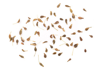dried anise seeds isolated on white background. Top view