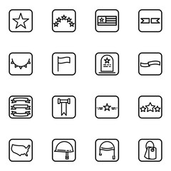 Set of Memorial Day outline vector icons. Flat illustration.