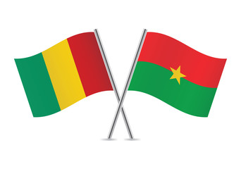 Guinea and Burkina Faso flags.Vector illustration.