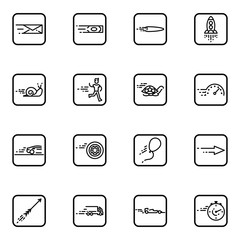 Set of speed outline vector icons.