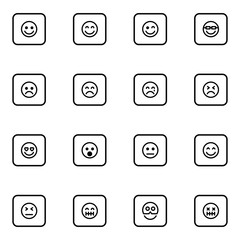 Set of emoticon vector thin line icons.