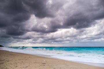 The famous Kathisma beach in Lefkada island Greece