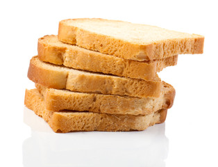 slices of white bread on white background
