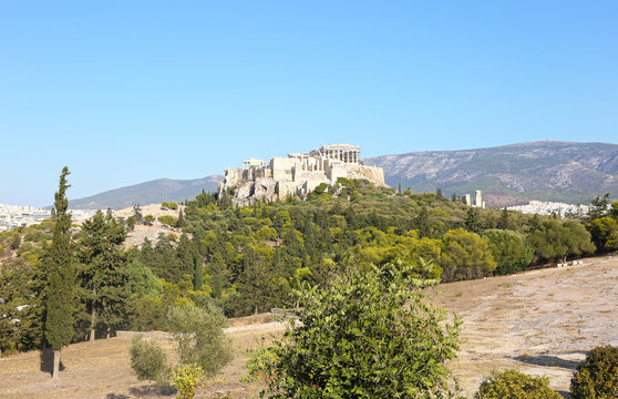 landscape of Parthenon Acropolis in Athens Greece