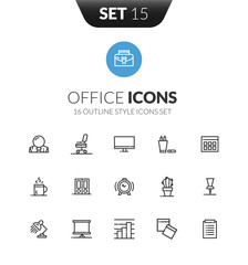 Outline black icons set in thin modern design style