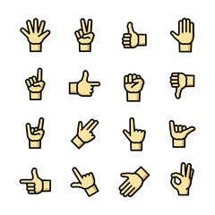 Gestures icons set, vector illustration