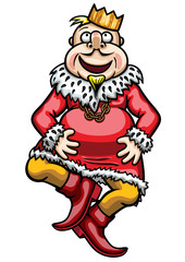 Naklejka premium Dancing King. Illustration cartoon funny dancing fabled king 