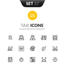 Outline black icons set in thin modern design style