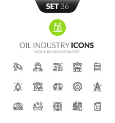 Outline black icons set in thin modern design style