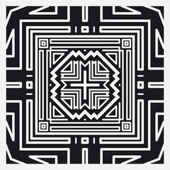 Black and white art deco ornamental background. Template for design. Vector illustration eps10