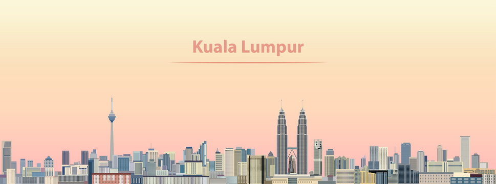 Kuala Lumpur city skyline at sunrise vector illustration