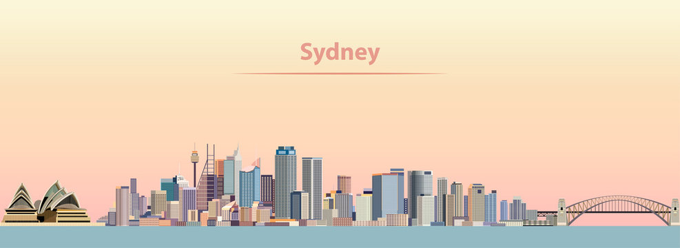 Sydney city skyline at sunrise vector illustration