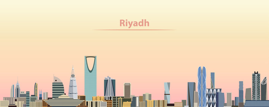 Riyadh city skyline at sunrise vector illustration