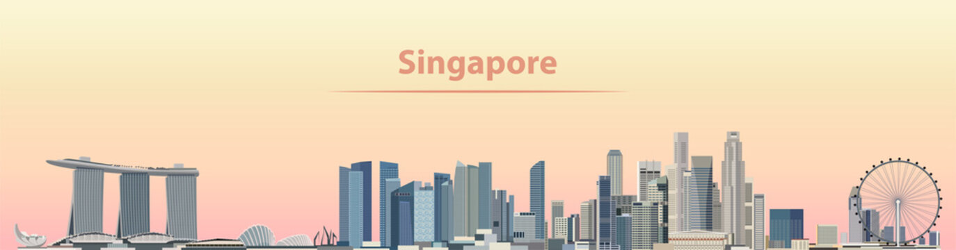 Singapore city skyline at sunrise vector illustration