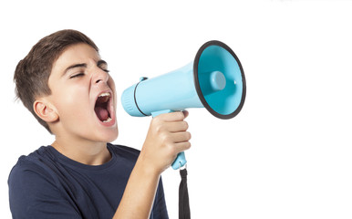 shouting teenager with megaphone